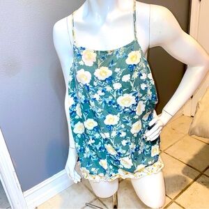 Floral Blue and White Women's Top